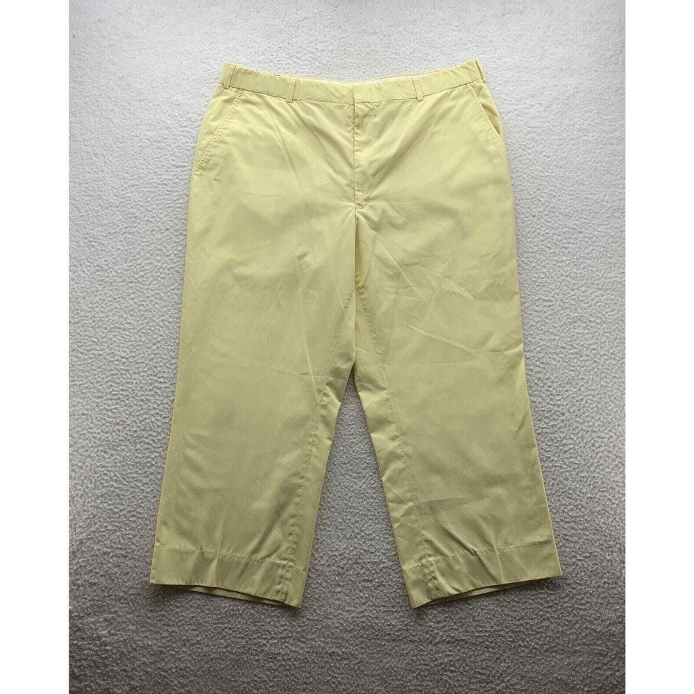 VTG Orvis‎ Ankle Pants Mens 40x25.5 Wide Leg High Rise Yellow Lightweight USA